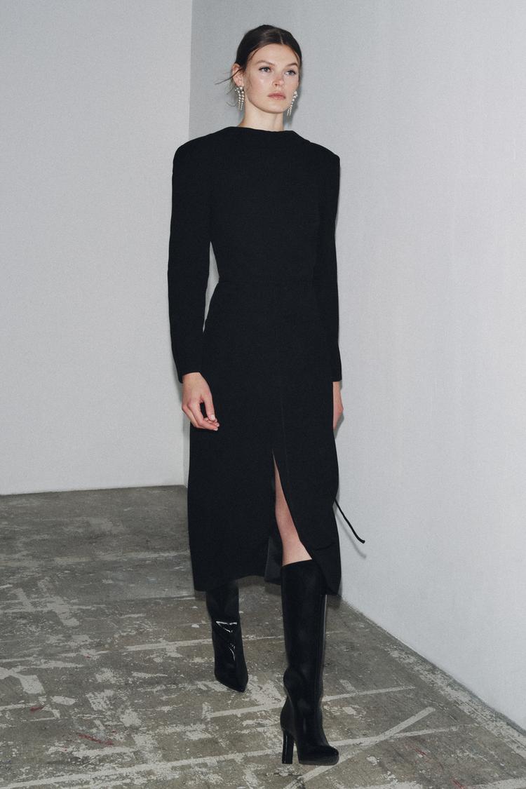 ZW COLLECTION LIMITED EDITION SASH COAT DRESS Black ZARA