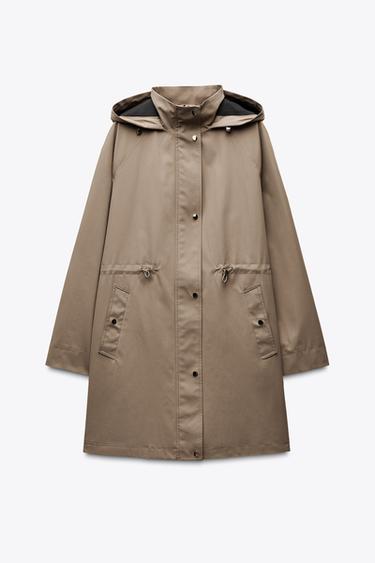 LONG JACKET WITH HOOD - Khaki by Zara - Image 2