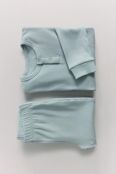 1 1/2-6 YEARS/ PLAIN RIBBED PYJAMAS - Green by Zara