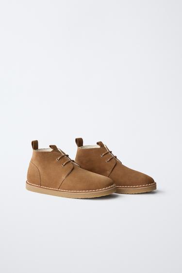LINED LEATHER BOOTS - Brown by Zara