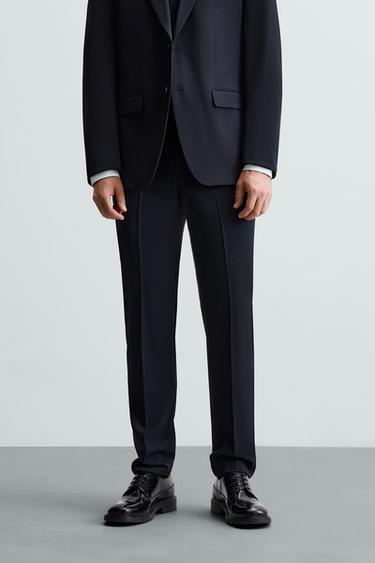 Zara COMFORT SUIT PANTS - Navy blue