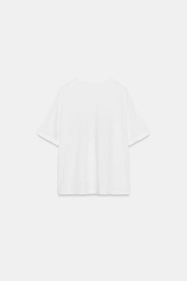 T-SHIRT OVERSIZE DÉCHIRURES INSCRIPTION - Blanc cassé de Zara - Image 4