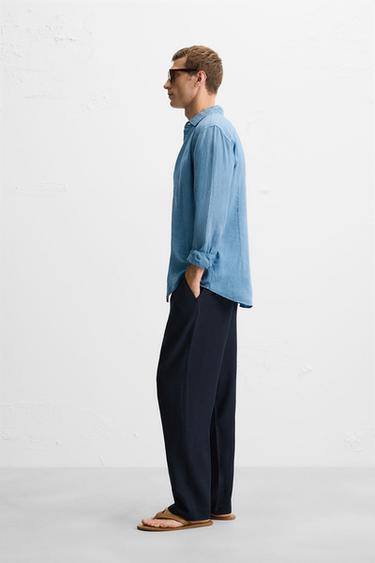 PANTALON COUPE DÉCONTRACTÉE EN LYOCELL - Bleu marine de Zara - Image 3