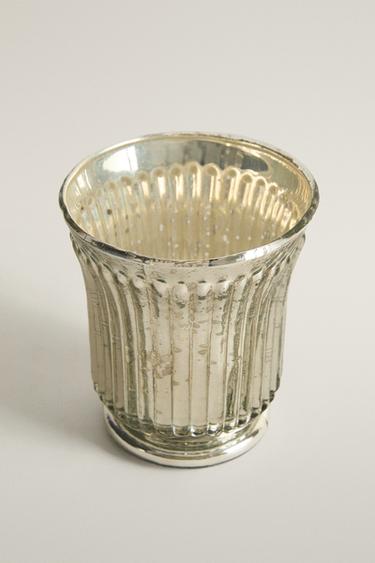 MERCURY GLASS CHRISTMAS CANDLE HOLDER — Silver 2