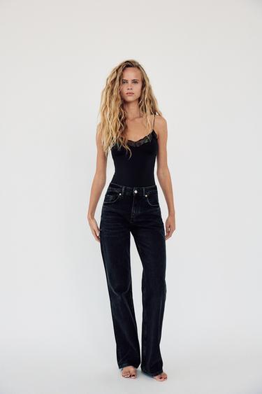 LACE-TRIMMED BODYSUIT - Black by Zara