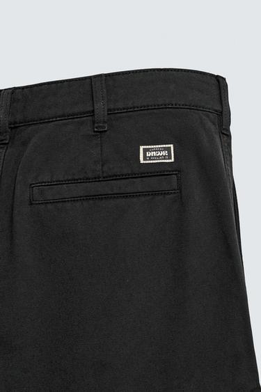 Zara STRAIGHT FIT CARGO PANTS - Black