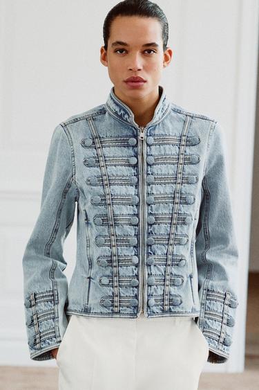 CHAQUETA DENIM ENTALLADA BOTONES ZW COLLECTION - Azul claro de Zara