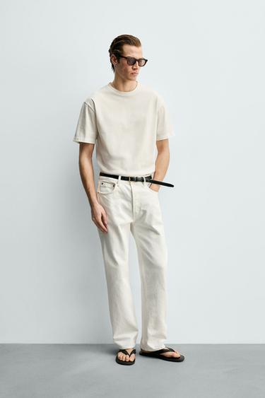 CAMISETA CROPPED FIT ACABADO MERCERIZADO - Blanco de Zara - Imagen 0