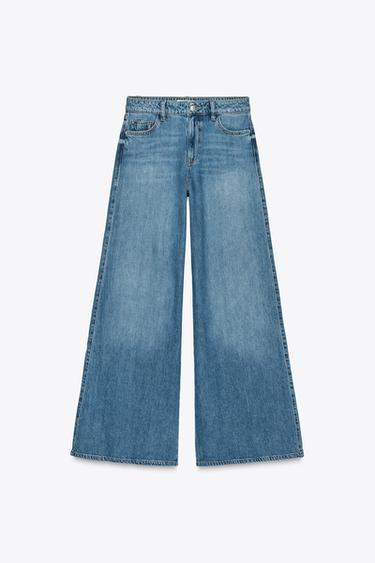 Zara Z1975 MID-RISE FULL LENGTH PALAZZO JEANS - Mid-blue - Image 0
