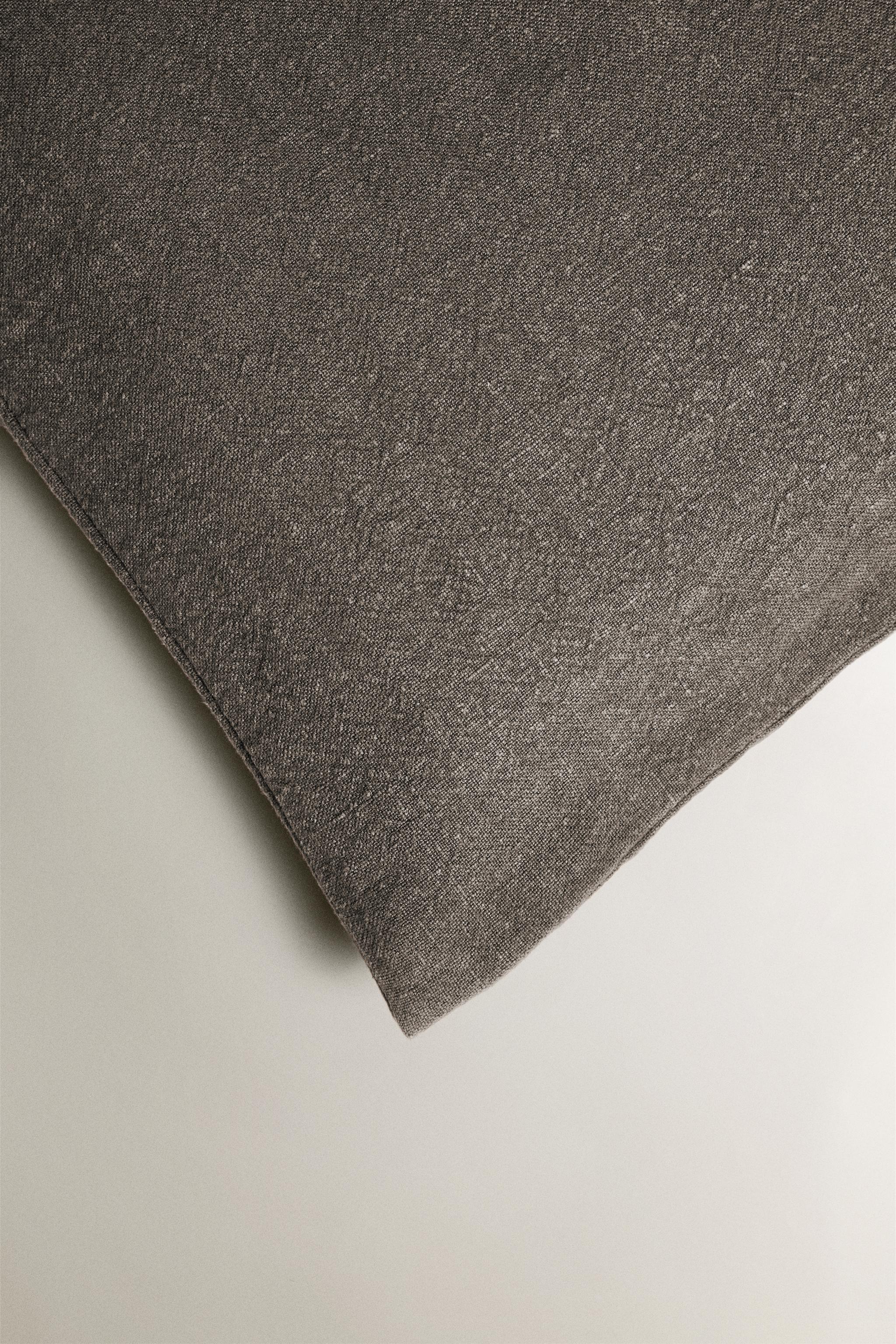 FADED LINEN THROW PILLOW COVER (400 GSM) — Brown / Taupe