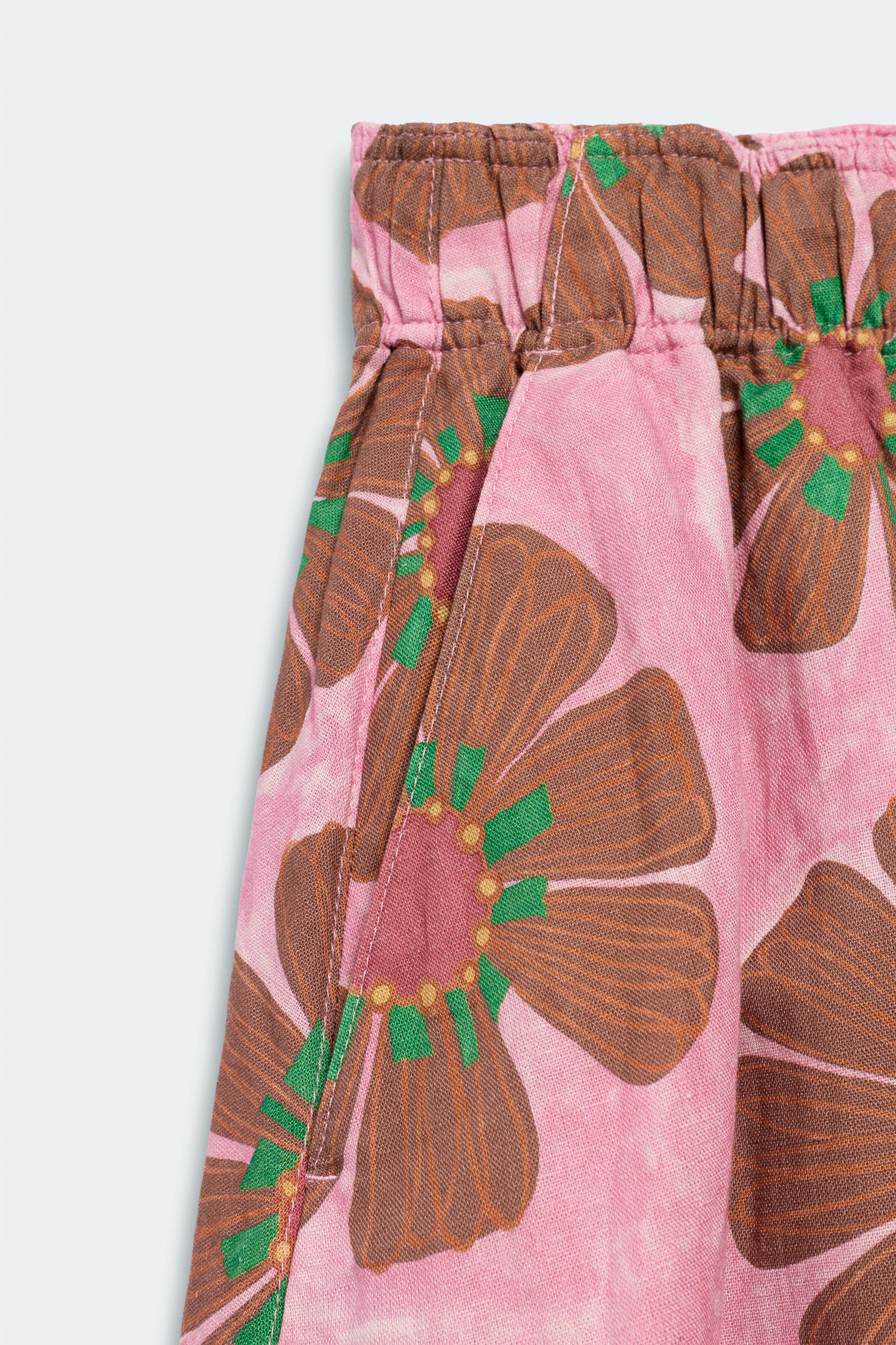 LIMITED EDITION FLORAL LINEN BLEND MIDI SKIRT