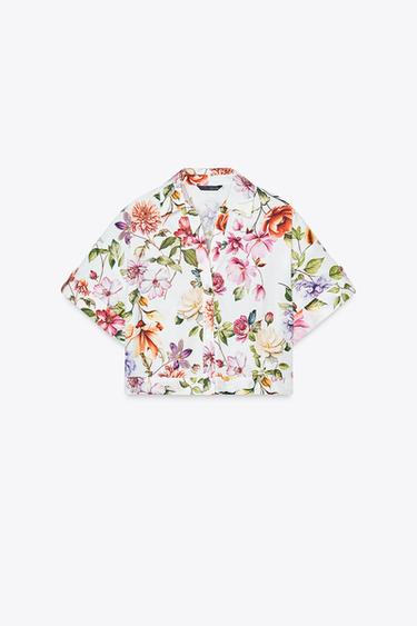 FLORAL PRINT POPLIN SHORT SHIRT - Multicoloured by Zara - Image 4