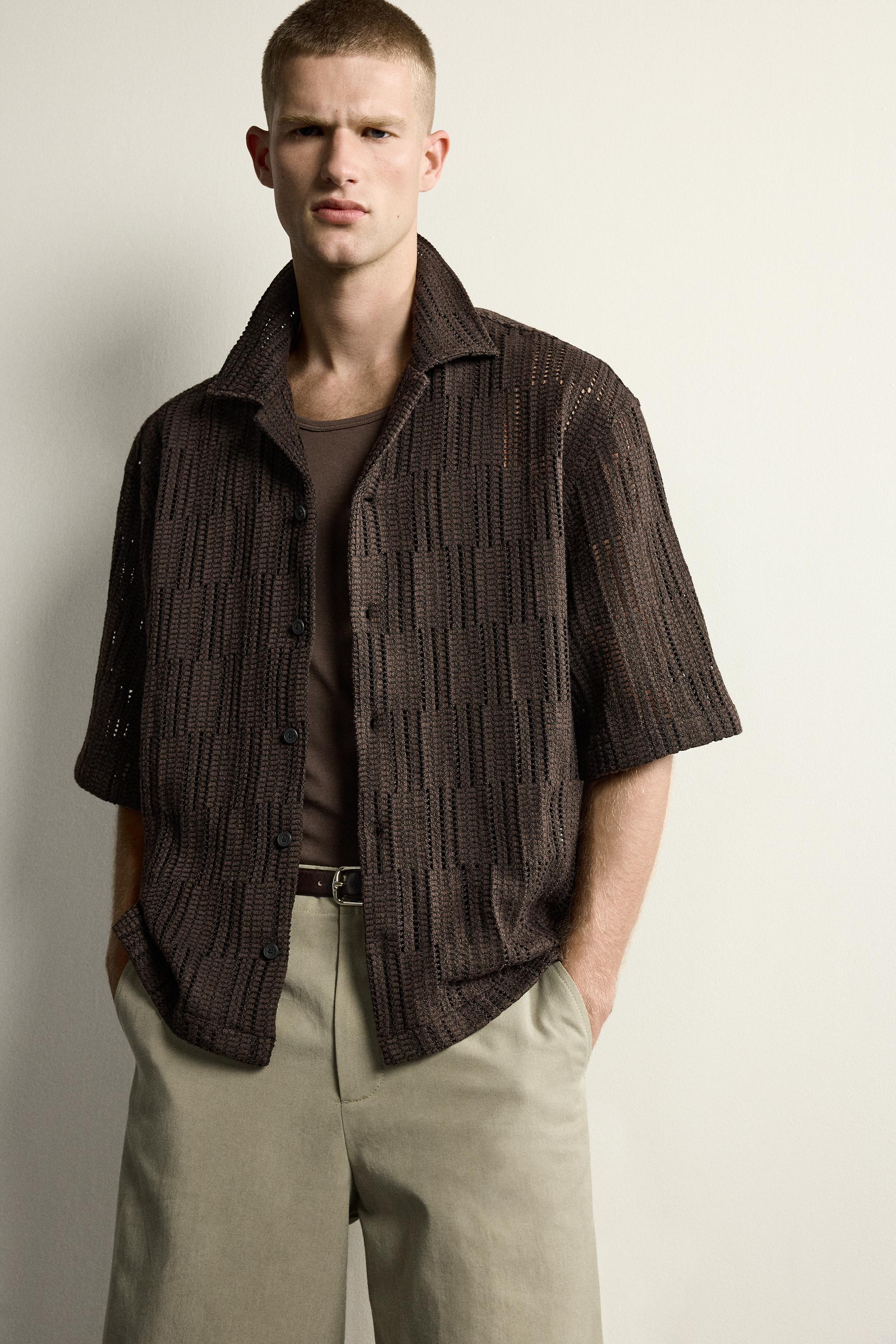 CHEMISE RELAXED FIT À STRUCTURE AJOURÉE