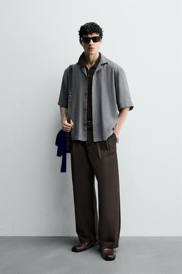 Zara 格紋飄逸襯衫 - 灰色 / 藍色