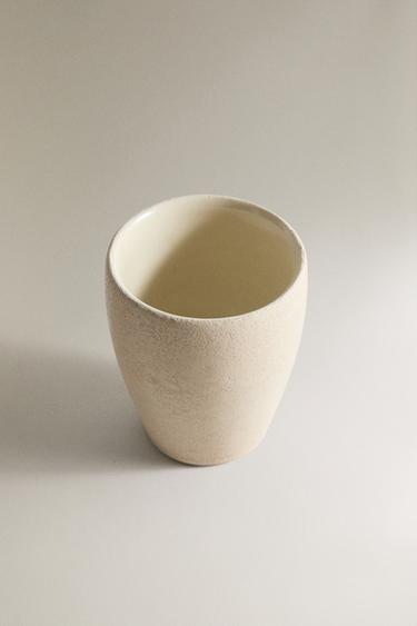 EARTH BROWN CERAMIC TOOTHBRUSH HOLDER - Grey by Zara - Image 1