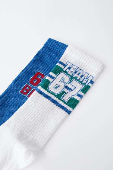 LOT DE DEUX CHAUSSETTES HAUTES NUMÉROTÉES - Bleu roi de Zara - Image 1