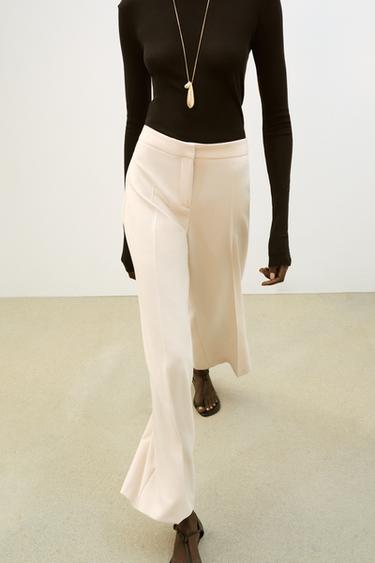 STRAIGHT-LEG HIGH-WAIST TROUSERS - Ecru by Zara