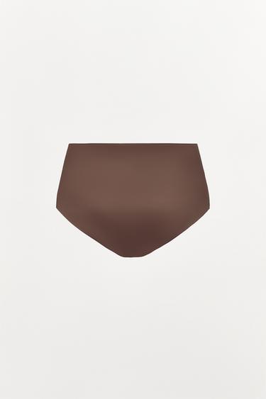 HIGH-WAIST BODY-SHAPING BRIEFS - Brown by Zara