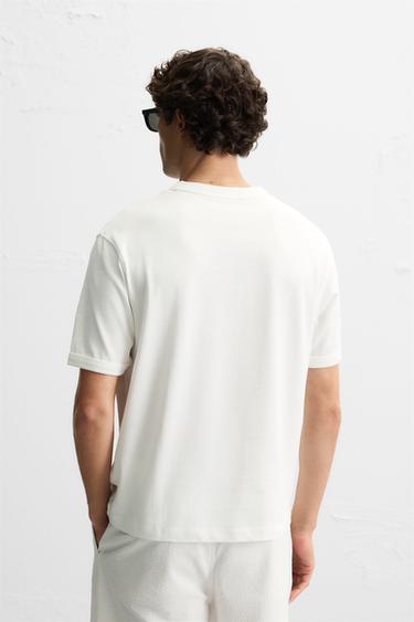 RIBBED SLOGAN T-SHIRT - Oyster-white by Zara - Image 2