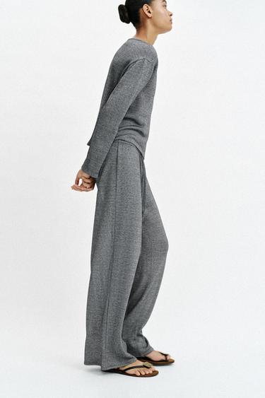 RUSTIC STRAIGHT-LEG TROUSERS - Grey marl by Zara - Image 2