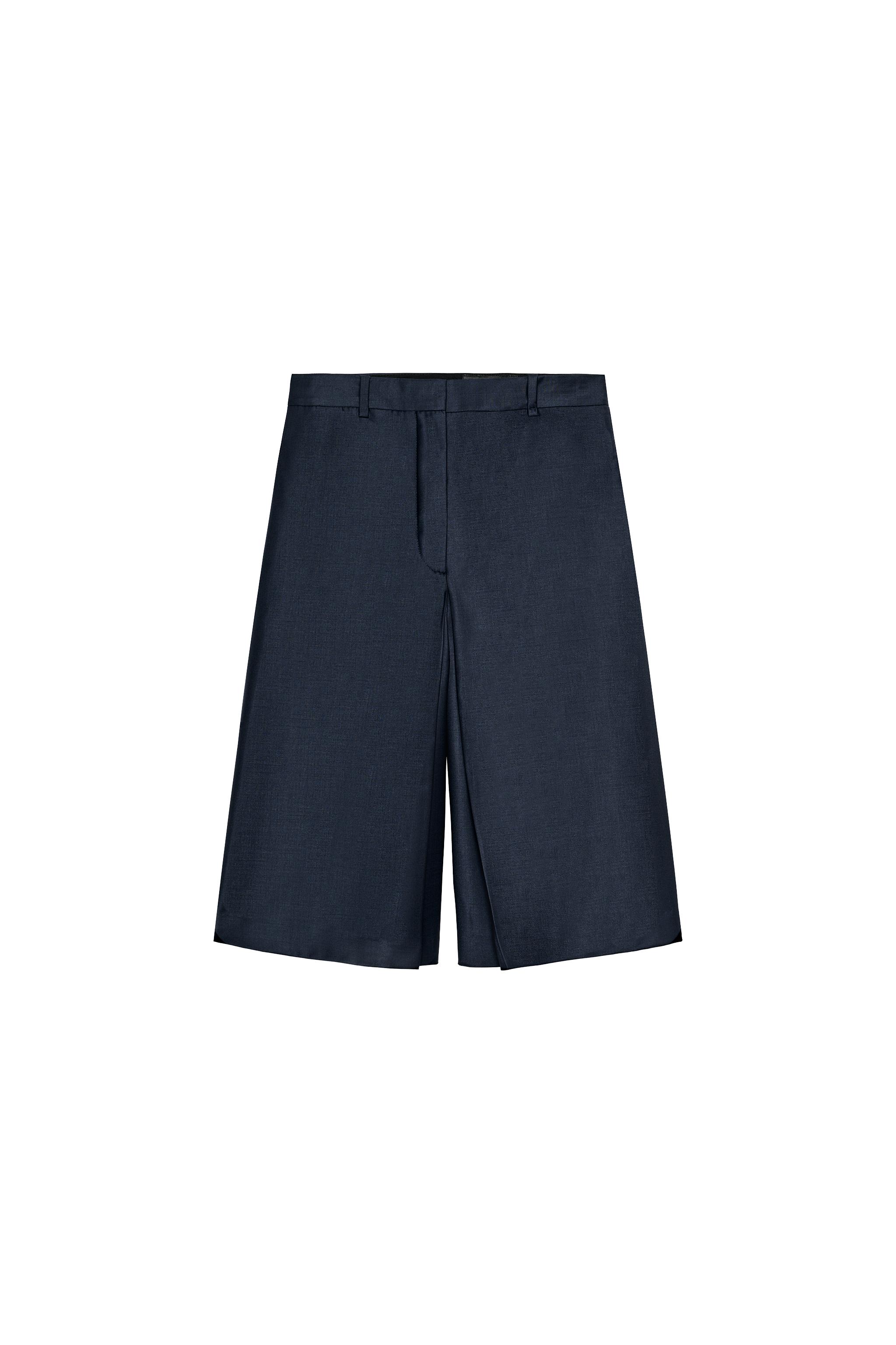 ZW COLLECTION LONG WOOL BLEND SHORTS - Navy blue | ZARA Canada