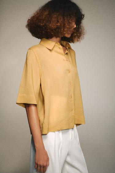 CAMISA CON RAMIO ZW COLLECTION - Curry de Zara