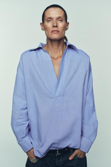 CHEMISE OVERSIZE OXFORD - Bleu de Zara - Image 1