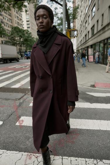 SOFT OVERSIZE COAT - Burgundy by Zara - Image 1