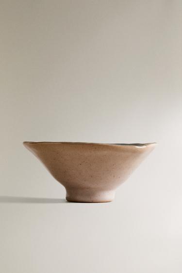 CERAMIC BOWL WITH CHECK BORDER - Brown by Zara