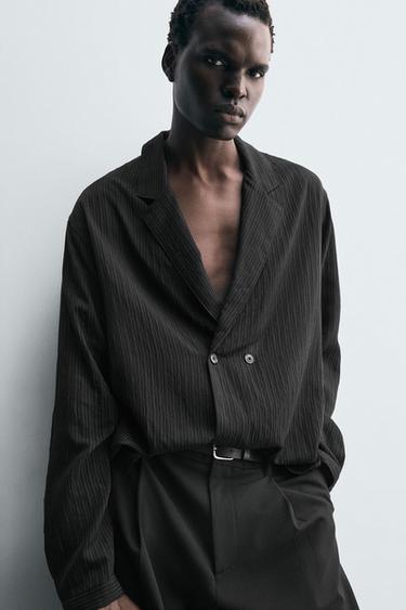 CHEMISE KIMONO À RAYURES - Noir de Zara - Image 4