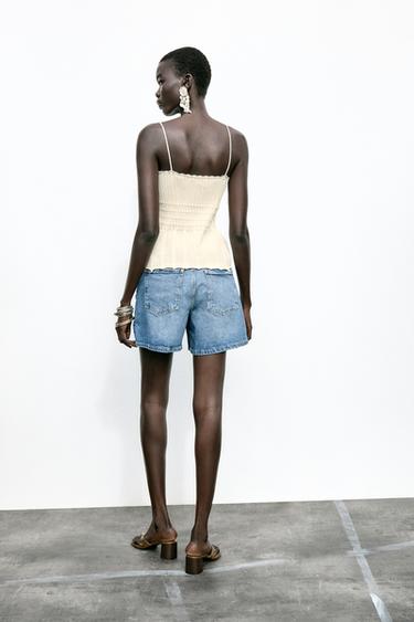 TOP EN MAILLE CÔTELÉE - Beige clair de Zara - Image 4