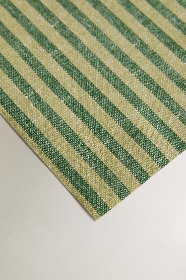 LOT DE SERVIETTES RÉUTILISABLES RAYURES (LOT DE 20) - Vert de Zara - Image 2
