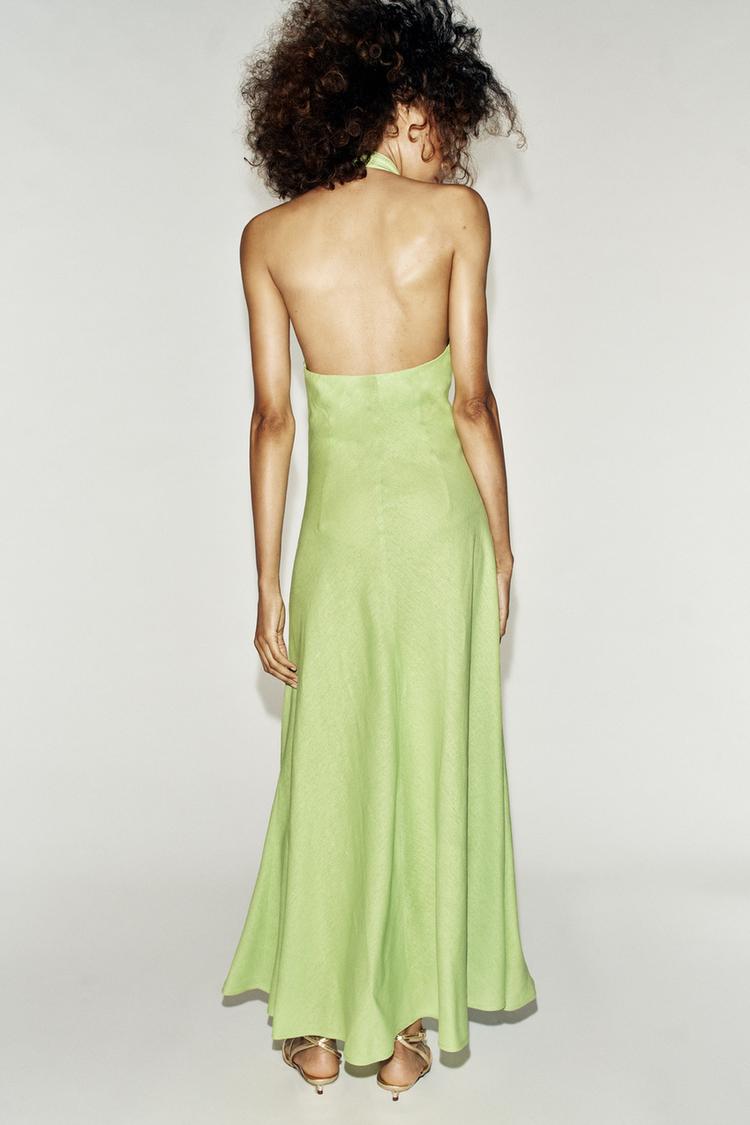 Vestido midi halter de mezcla de lino 8