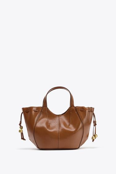 РЪЧНА ЧАНТА С ДРЪЖКИ С МЪНИСТА - Тъмнотелесен от Zara