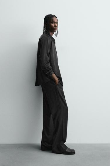CHEMISE SATINÉE COUPE DÉCONTRACTÉE - Noir de Zara - Image 3