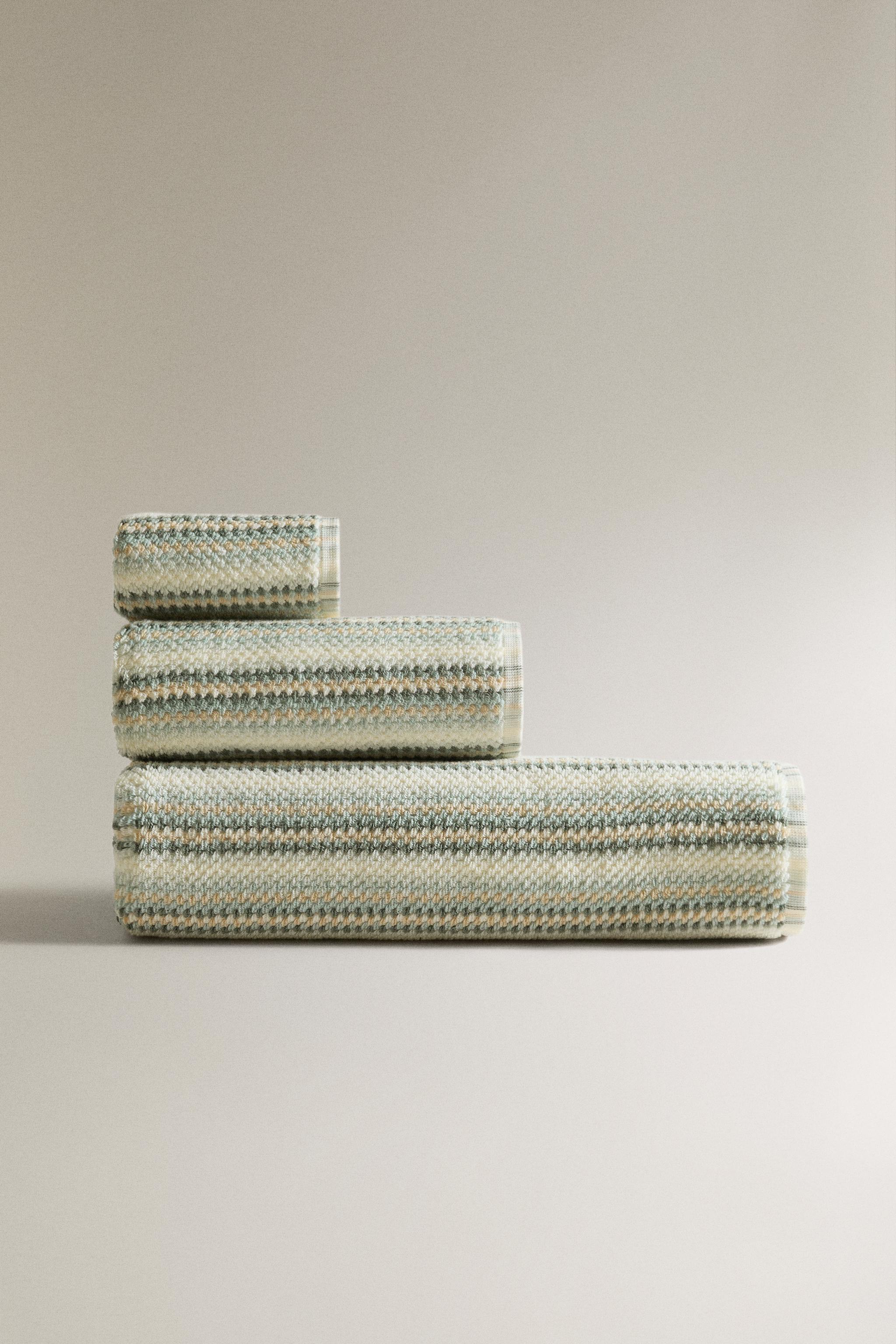 SERVIETTE DE BAIN RAYÉE COTON