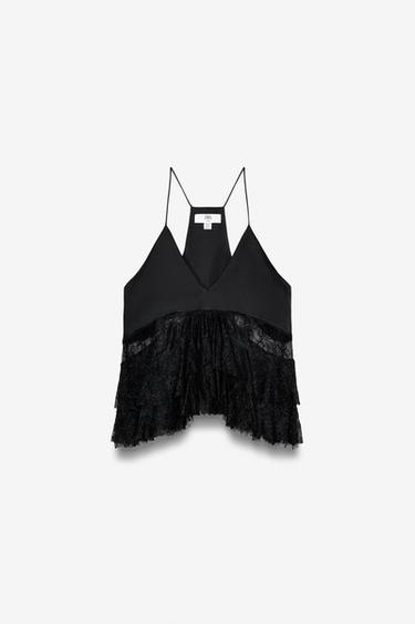 LACE COMBINED TOP LIMITED EDITION - Black by Zara
