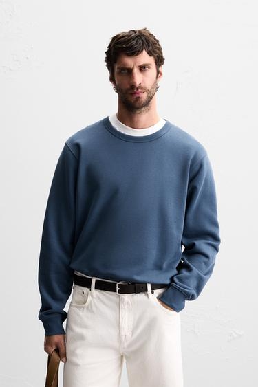 BASIC CREW NECK SWEATSHIRT - Mid-blue by Zara