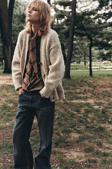 GILET OVERSIZE EN MAILLE PINCHITA - Sable / Chiné de Zara