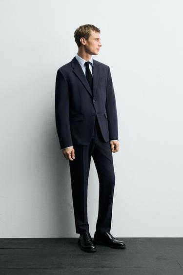 Zara UDOBNE PANTALONE OD ODELA – mornarsko plava