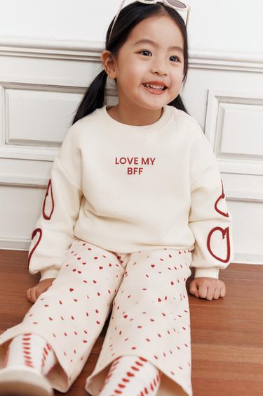SLOGAN AND HEART SWEATSHIRT - Ecru by Zara