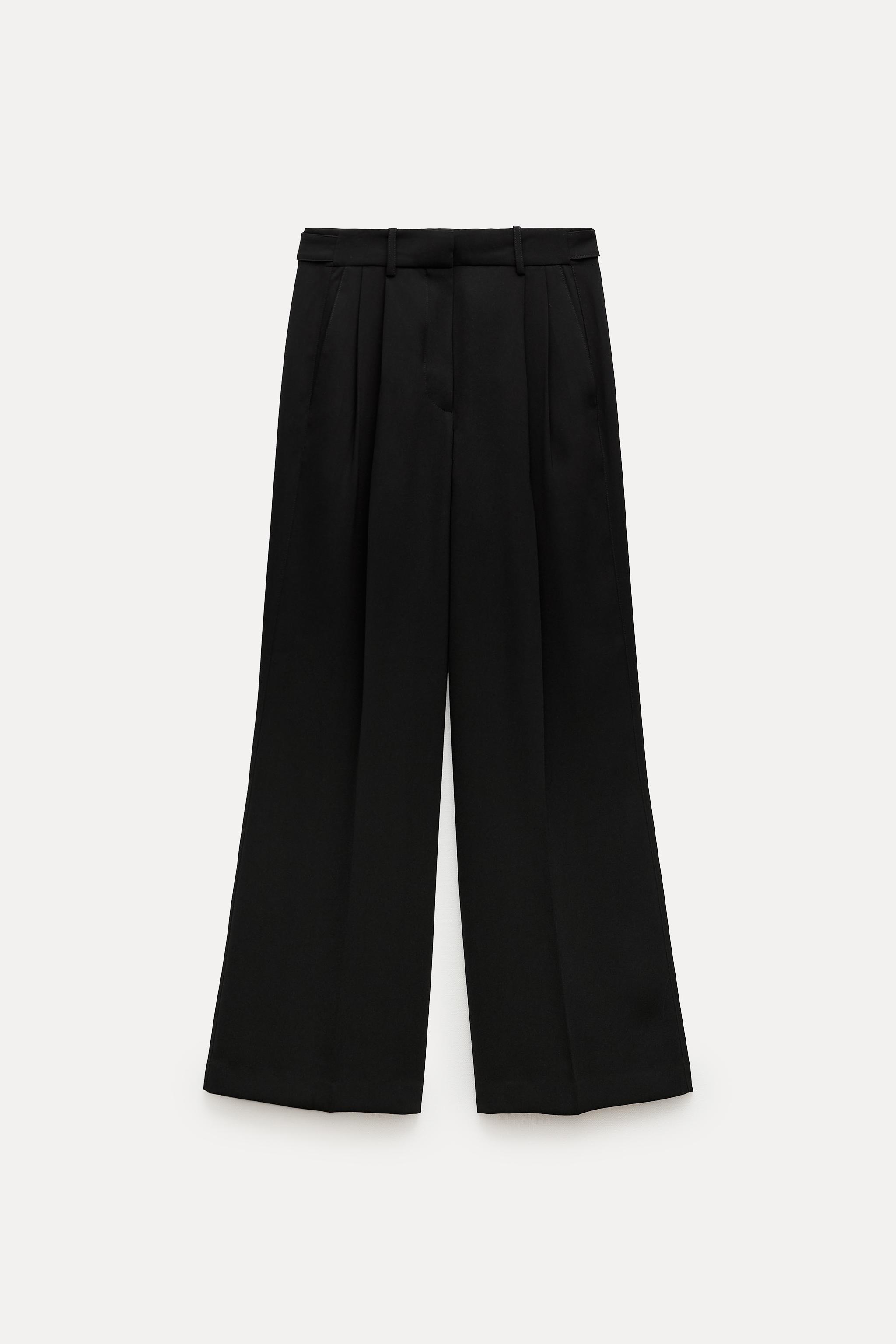 MENSWEAR STYLE PLEATED PANTS ZW COLLECTION - Black