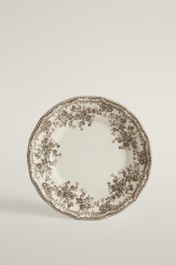 FLORAL EARTHENWARE SIDE PLATE - Brown by Zara - Image 0