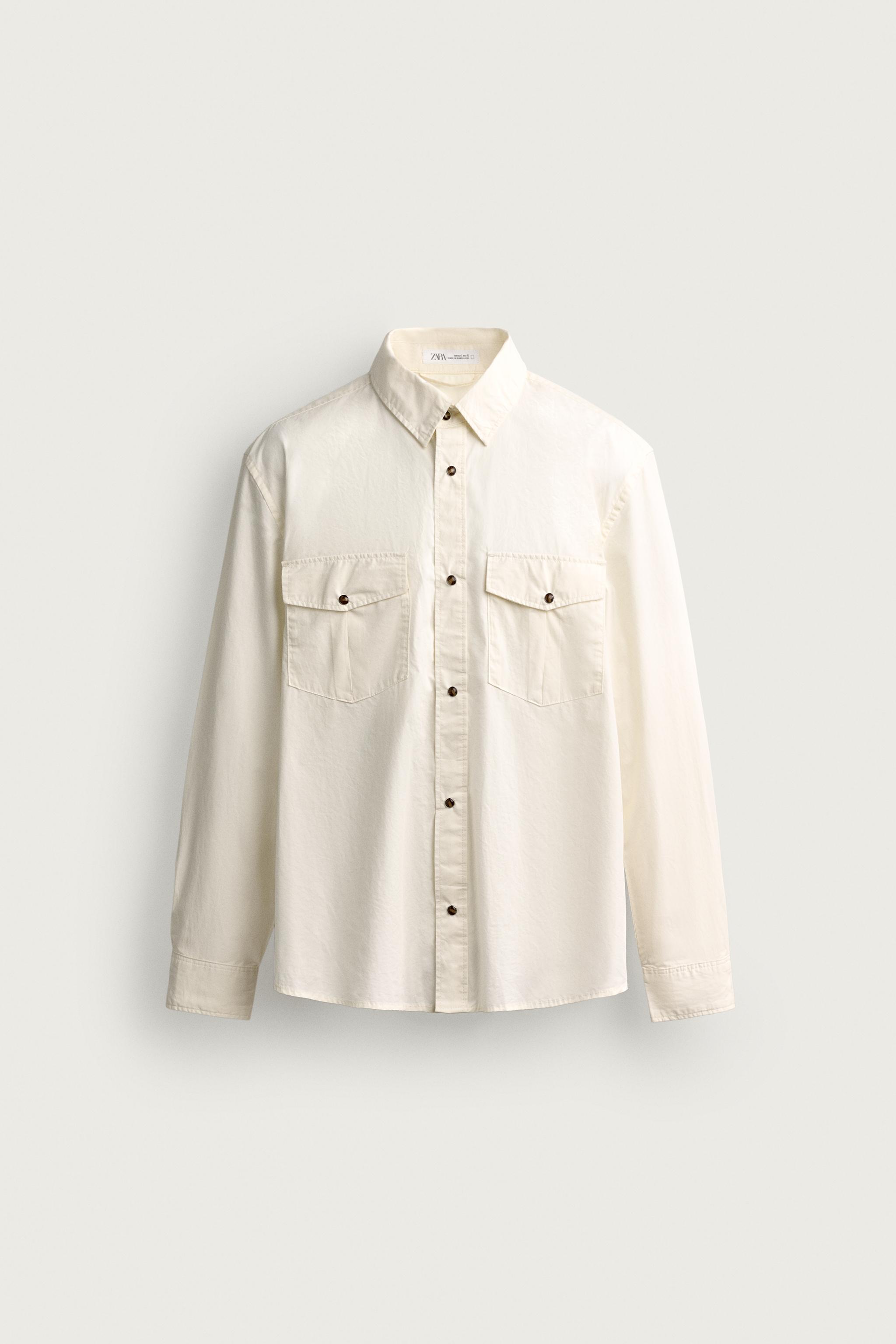 RELAXED FIT POCKET SHIRT — Ecru