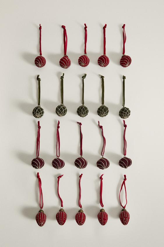 MINI-WEIHNACHTSBAUMSCHMUCK AUS SAMT (20ER-PACK) - Rot von Zara - Bild 0