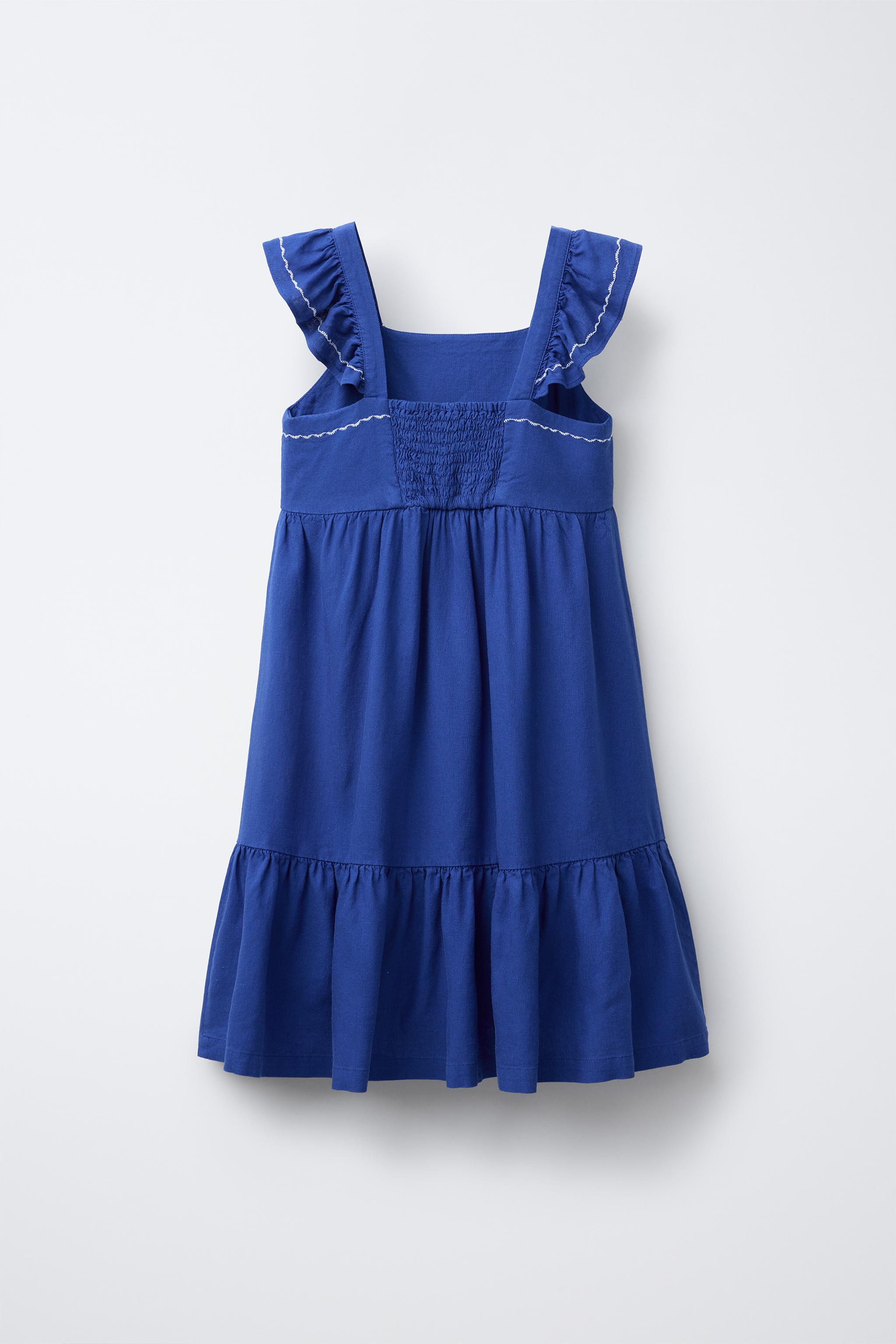 LINEN TOPSTITCHED DRESS