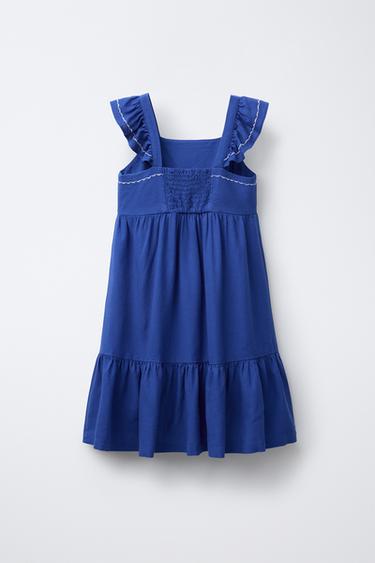 TOPSTITCHED LINEN BLEND DRESS - Bluish by Zara - Image 1