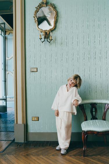 CALÇA RETA ESTRUTURADA - Bege-claro da Zara