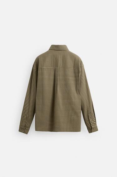 CHECK SEERSUCKER SHIRT - Khaki by Zara - Image 8