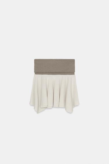 CONTRAST RUSTIC MINI SKIRT - Ecru / Beige by Zara - Image 5